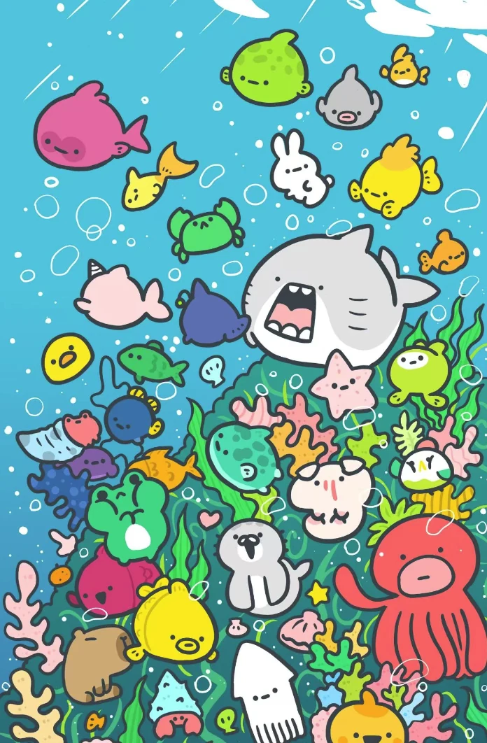 海底世界中的 Quello 海洋角色群像